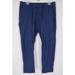 JW Brine Mens 32x28 Blue Houndstooth Chino Trousers Pants‎ Flat Front Size 48 IT